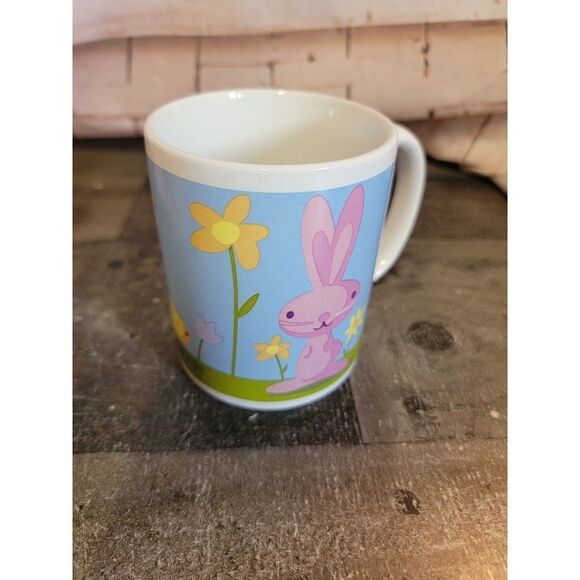 Ceramic pink bunny spring flower bird cup mug Decor Easter - Picture 5 of 7